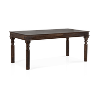 Ensemble de table à manger en bois massif Pindel Handicraft pour 6 personnes avec banc à lattes, design traditionnel, respectueux de l'environnement, pieds sculptés élégants