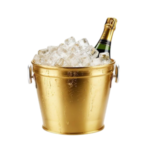 Cubitera de Metal de Latón con Acabado Dorado Brillante y Asas para Bar, Fiestas de Vino, Cubitera para Champán de Mesa - Product Image 1