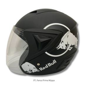 Nuevo Casco de Motocicleta Abierto JP13 RedBul de Alta Calidad |   Negro Mate Blanco |   Certificado por SNI |   Visera Ligera de Espuma ABS - Product Image 2