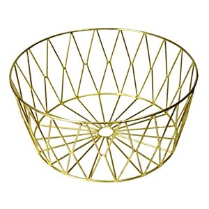 New Design Hot <b>Round</b> Metal Gold Plated Decorative Fancy Luxury Vantage Wire <b>Basket</b> <b>Storage</b> Fruit Vegetable Organizer With Handle - Product Image 5