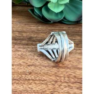 Russell Sam Kingman Handmade <b>Statement</b> <b>Ring</b> Turquoise & Sterling <b>Silver</b> Bezel Set Size 8 Everyday Wear Jewelry - Product Image 5