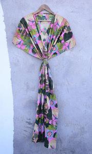 ชุดเดรส Maxi คาฟตันสไตล์อินเดียทำด้วยมือชุดนอนคลุมชายหาดยาวถึง100% พิมพ์ลายดอกไม้ผ้าฝ้าย - Product Image 3