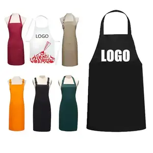 棉帆布防水印花厨师工作儿童厨房烹饪围裙定制标志带男女口袋