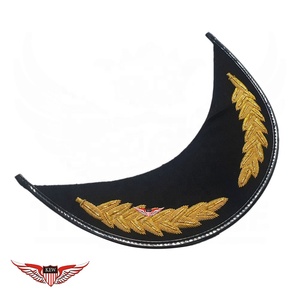 KEW Wholesale Hand Embroidered Senior Rank <b>Cap</b> 1 Row Oak Leaf <b>Peak</b> Visor for Parade Ceremonial Uniform Gold Bullion <b>Peak</b> Visor - Product Image 1