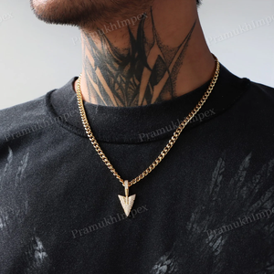 Moissanite Diamond Gold Plated Hip Hop Iced Out Arrowhead Fancy Pendant for Men <b>statement</b> <b>Jewelry</b> Manufactured By Pramukhimpex - Product Image 3