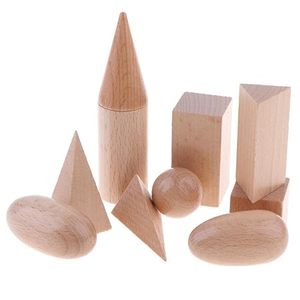 Ensemble de 10 solides géométriques en bois, formes 3D |   Jouet éducatif d'apprentissage des mathématiques Montessori |   Fournisseur OEM - Product Image 6