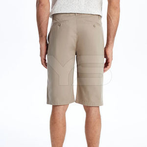 กางเกงขาสั้นแฟชั่นไฮสตรีทผู้ชายกางเกงขาสั้นผ้าฝ้ายเอวสูงระบายอากาศได้ดีมีกระดุมและซิปปิดด้วยผ้าย้อมสีเรียบๆ - Product Image 4