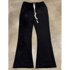 Pantalon de survêtement en molleton pour hommes French Terry Pantalon évasé empilé à fermeture à cordon Taille moyenne Fabricant teint en plaine - Product Image 3