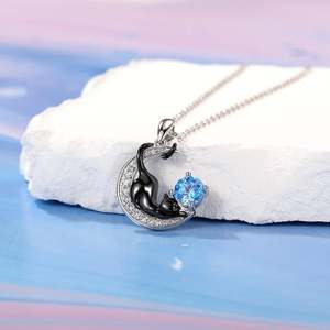 จี้สร้อยคอแมวดำแบบกำหนดเองของ Jeulia พร้อมพลอยประจำเดือนเกิด - Product Image 4