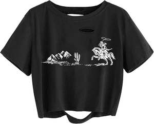 À la mode femmes Crop chemise haut court tissu doux pour l'été tenue décontractée sport salle de sport salon vêtements de rue et activités de plein air - Product Image 1