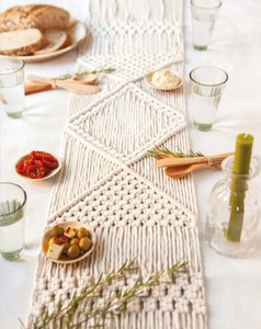 Tapete de mesa de macramé bohemio hecho a mano decorativo tejido de algodón para mesa de comedor mesa de centro y decoración diaria del hogar - Product Image 1