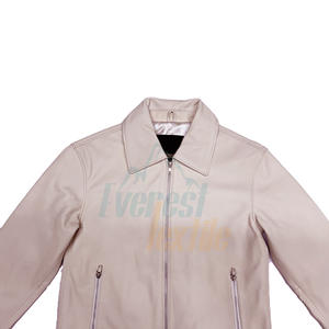 แจ็กเก็ตหนังแกะสำหรับผู้หญิงเสื้อแจ็คเก็ตหนังสีกระดูกระบายอากาศได้ดีสำหรับผู้หญิง - Product Image 3