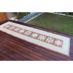 Tapis turc vintage 2,8x9,8 pieds, tapis oriental blanc et bleu - Product Image 2