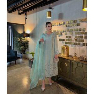 Diseño atractivo Ropa étnica de mujer Faux Georgette con bordado Ropa de fiesta Salwar Kameez Conjuntos a los precios más bajos OEM ODM - Product Image 2