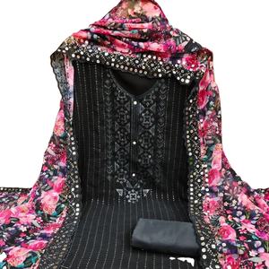 Nouvelle robe matériel costume pour top foux jorjet broderie avec travail manuel avec broderie en organza Dupatta - Product Image 1
