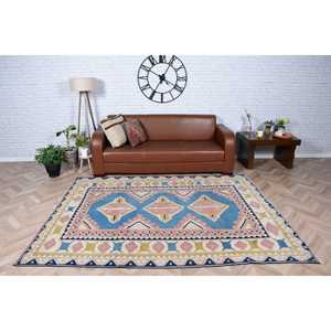 Tapis de 5,9 x 8 pieds, tapis turc vintage, tapis persan bleu rose - Product Image 4