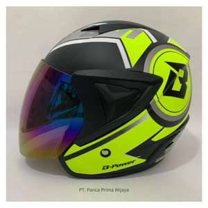 Casque de moto jaune mat JP13 BXV de haute qualité | Certifié SNI | Casque ouvert adulte ABS à visière unique - Product Image 1
