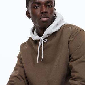 Sweat-shirt d'hiver à logo personnalisé pour hommes Pull-over brodé à la conception supérieure en coton mélangé chaud Sweat-shirt à col de couleur unie - Product Image 3