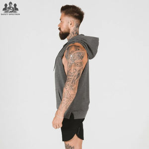 Men Sleeveless Winter Sports Hoodies 100% Cotton Solid Digital Printing | <b>Gym</b> Training <b>Hoodie</b> | Wholesale Private Label Supplier - Product Image 2