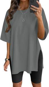 Camiseta de algodón de gran tamaño para mujer con bordado OEM o logotipo personalizado de serigrafía para trajes elegantes - Product Image 2