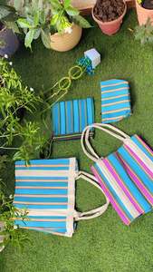 Sac de courses en PP recyclé, écologique, réutilisable, motifs rayés, tailles et couleurs personnalisables, certifié REACH, 120-250 GSM - Product Image 6