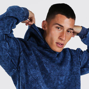 Sweat à capuche Vintage lavé à l'acide 100% coton French Terry pour hommes décontracté Sport en détresse imprimé polaire XS taille pour la saison d'hiver - Product Image 2