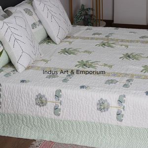 Cubrecama y Colcha Acolchada 100% Algodón con Estampado Artesanal Indio, Lavable, para Uso Hotelero, Venta al Por Mayor - Product Image 6