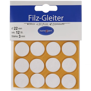 White 22 mm Self-Adhesive Felt Glides 12-Piece Set Per SB <b>Card</b> for Rug Pads & <b>Protectors</b> - Product Image 2