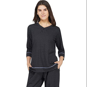 Vente chaude femmes coton pyjama ensemble Unique élégant concepteur imprimé nuit costume ceintures pour les fêtes confortable lavable naturel - Product Image 1