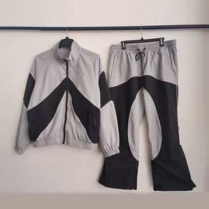 Conjunto de Chaqueta Cortavientos y Pantalones Cortos de Invierno para Hombre, Estilo Urbano, con Cremallera Reflectante, Algodón Grueso, con Capucha, Dos Piezas - Product Image 1