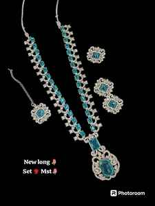 Indian Traditional & Fashionable Gold Plated Fancy <b>Long</b> Mala With <b>Earring</b> and Maagtika Necklace Set and Jewellery Set <b>for</b> <b>Women</b> - Product Image 4