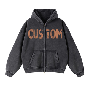 Sudadera con Capucha Oversize de Felpa Francesa 280 GSM, Lavado Ácido, Estilo Urbano Holgado, 100% Algodón, Impresión Digital de Invierno - Product Image 1