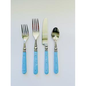 Juego de cubiertos de plata de acero inoxidable de 4 piezas con mango de hueso blanco para el hogar y la boda Juego de cubiertos de mesa - Product Image 5