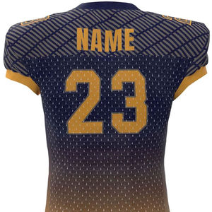 Custom Navy and <b>Yellow</b> Gradient Football Jersey with Number 23 Breathable Mesh Fabric Short Sleeve Teamwear - Product Image 4