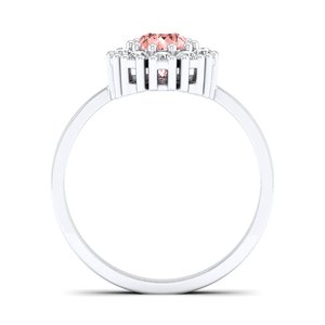 REYES 925 Sterling <b>Silver</b> GRA Certified VVS Moissanite Ring Round Brilliant Cut 0.5 Carat Morganite Gemstone Delicate Rings - Product Image 4