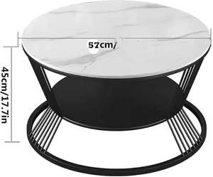 Mesa de Centro Redonda de 2 Niveles, Mesa de Centro Moderna para Sala de Estar, Té, Mesas de Café - Product Image 2