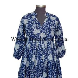 Vestido Casual de Verano para Mujer, Estilo Moderno, Cintura Natural, Estampado Floral, Cuello en V, Decoración con Botones, Ecológico, de Algodón Largo - Product Image 2