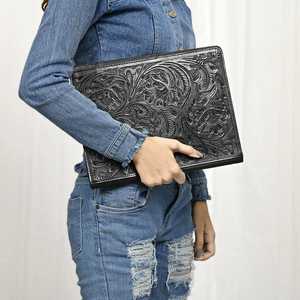 Trendy Western Tooled Leather Folder Binding Paper Organizer Portfolio <b>A4</b> Customized Leather Document Portfolio <b>File</b> - Product Image 3