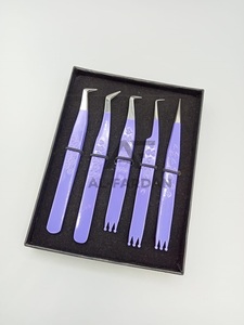 Pince à épiler extension de cils impression coeur logo personnalisé pointe fibre pointue botte 90/65/75 degrés acier inoxydable haute durabilité - Product Image 3