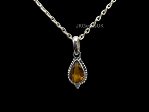 Pendentif Citrine Véritable en Argent Sterling 925 Naturel Jaune à Facettes en Forme de Poire Style Vintage Bijoux Cadeau - Product Image 3