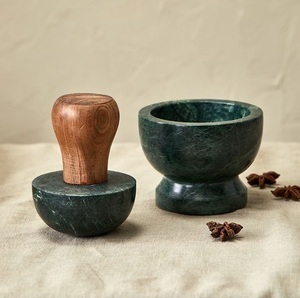 Natural Travertine Luxury Stone <b>Mortar</b> and Pestle Set Ribbed Design Durable Kitchen Tool for Grinding Spices Herbs Elegant Decor - Product Image 6