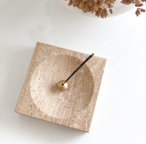 Porte-encens en travertin brûleur d'encens en pierre support de bâton d'encens rectangulaire minimaliste attrape-cendres en pierre naturelle zen fait à la main - Product Image 6