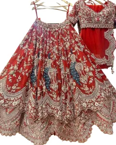 Roupa de noiva para casamento, roupa de mão pesada de design de duas cores Lehenga Choli, melhor qualidade, fornecedor de Surat, mais recente, 2022