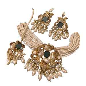 Elegante collar indio pendientes cadena de eslabones estilo de moda tradicional antiguo boda conjuntos de joyería de moda para mujeres - Product Image 1