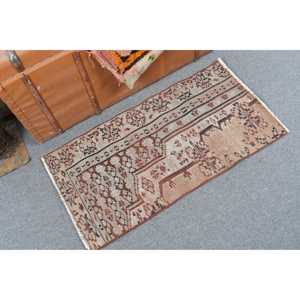 Tapis turc vintage 1,6x3,1 pi (50x95 cm), tapis floral brun - Product Image 2