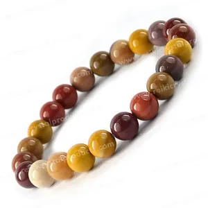 Pulsera de Cuentas de Jaspe Mookaite - Piedra Preciosa Natural Curativa para Vitalidad y Conexión con el Suelo, Regalo Estilo Bohemio - Product Image 1