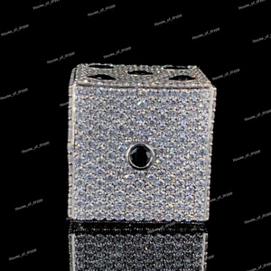 Colgante de Dados con Incrustaciones de Diamantes de Imitación en Plata 925, Estilo Hip Hop, Joyería de Lujo con Aspecto de Diamante, Estilo Urbano - Product Image 2
