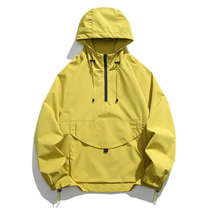 Custom Winter Windbreaker <b>Jacket</b> Hooded Drawstring Quarter/<b>Half</b> <b>Zip</b> Pullover Waterproof Quick Dry Breathable High Street Style - Product Image 3