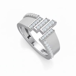 Anillo Triple Moderno de Oro de 14K y Diamantes Naturales para Mujer - Product Image 1