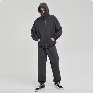 Custom Logo for 500Gsm Cotton Zip Hoodie Streetwear Heavy <b>Weight</b> <b>Blank</b> Jacket Masked Style Oversized Unisex Winter Set - Product Image 4